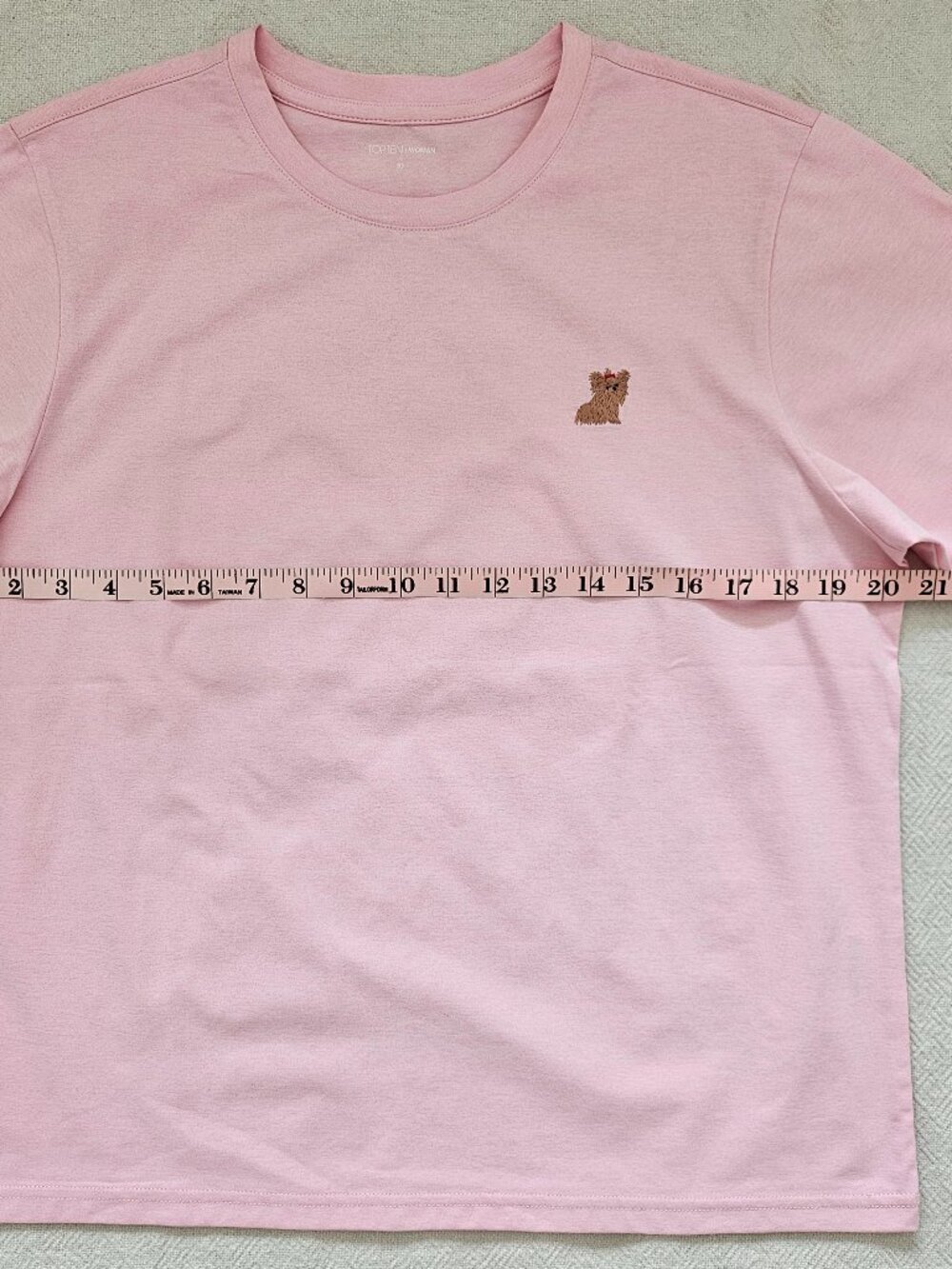 Pink Puppy Embroidery T-Shirt Minimal Tee Size 95/M NWOT - Picture 9 of 10